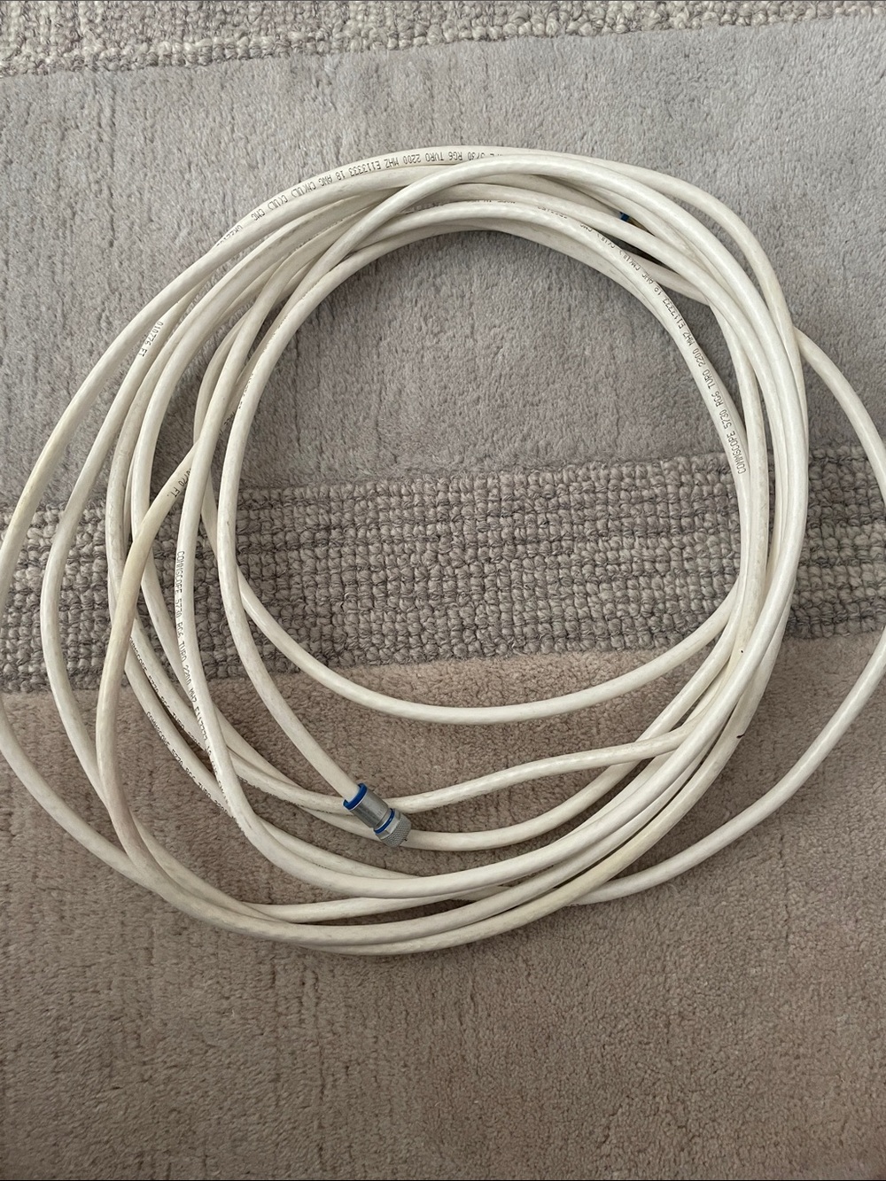 White Coaxial Cable with F Connector (~20ft)